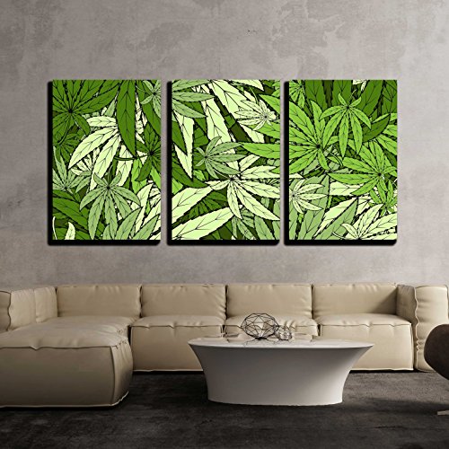 wall26 – 3 Piece Canvas Wall Art – Vector – Marijuana Background Eps 10 Vector Stock Illustration – Modern Home Decor Stretched and Framed Ready to Hang – 16″x24″x3 Panels