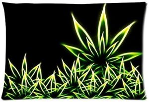 Marijuana Weed Leaf Nature Green Lifestyle Cotton Pillow Case Cover Standard Size 20×30 inch (one side)