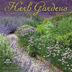 Herb Gardens 2023 Wall Calendar: Recipes & Herbal Folklore by Maggie Oster | 12″ x 24″ Open | Amber Lotus Publishing