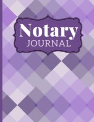 Notary Journal: 8.5×11 Large Notarial Logbook / With 200 Numbered Pages – Two Records Logs Per Page / 400 Records / Purple Diamond Abstract Art Pattern / Ledger Book Gift For Signing Agents