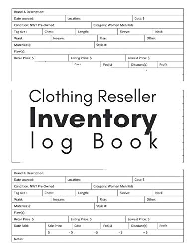 Clothing Reseller Inventory Log Book: Product Listing Notebook For Online Fashion Resellers on Poshmark, eBay, Mercari, Dogs & More