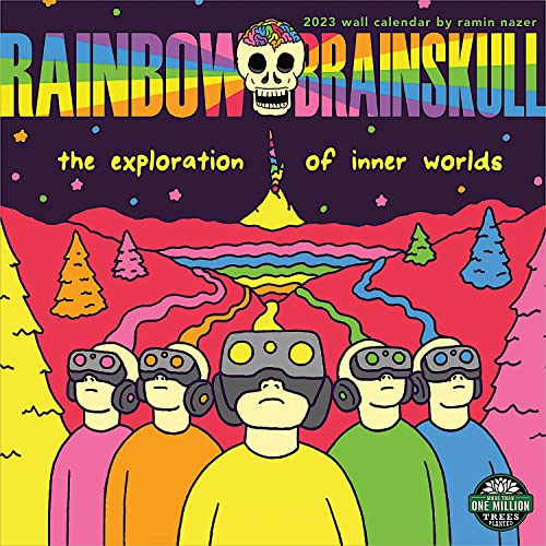 Rainbow Brainskull 2023 Wall Calendar by Ramin Nazer | 12″ x 24″ Open | Amber Lotus Publishing