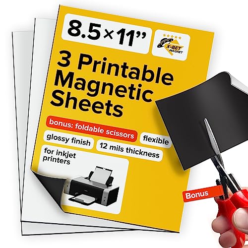 Printable Magnetic Sheets – Each 8.5” x 11” – Flexible Magnet Sheets Non Adhesive for Photo and Picture Magnets – Matte Printable Magnetic Paper for Cars, DIY and Crafts