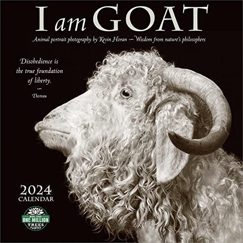 I Am Goat 2024 Wall Calendar: Animal Portrait Photography by Kevin Horan and Wisdom From Nature’s Philosophers | 12″ x 24″ Open | Amber Lotus Publishing